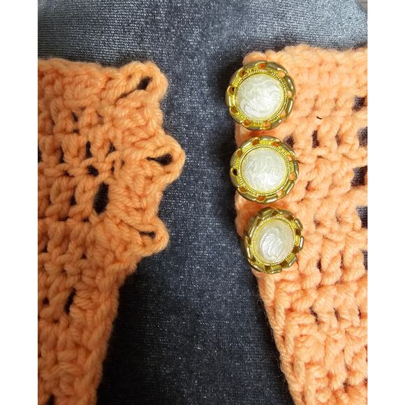CROCHET Tangerine NEW Poncho Cape Shrug Handmade Orange Coat Jacket Gift - Picture 5 of 7